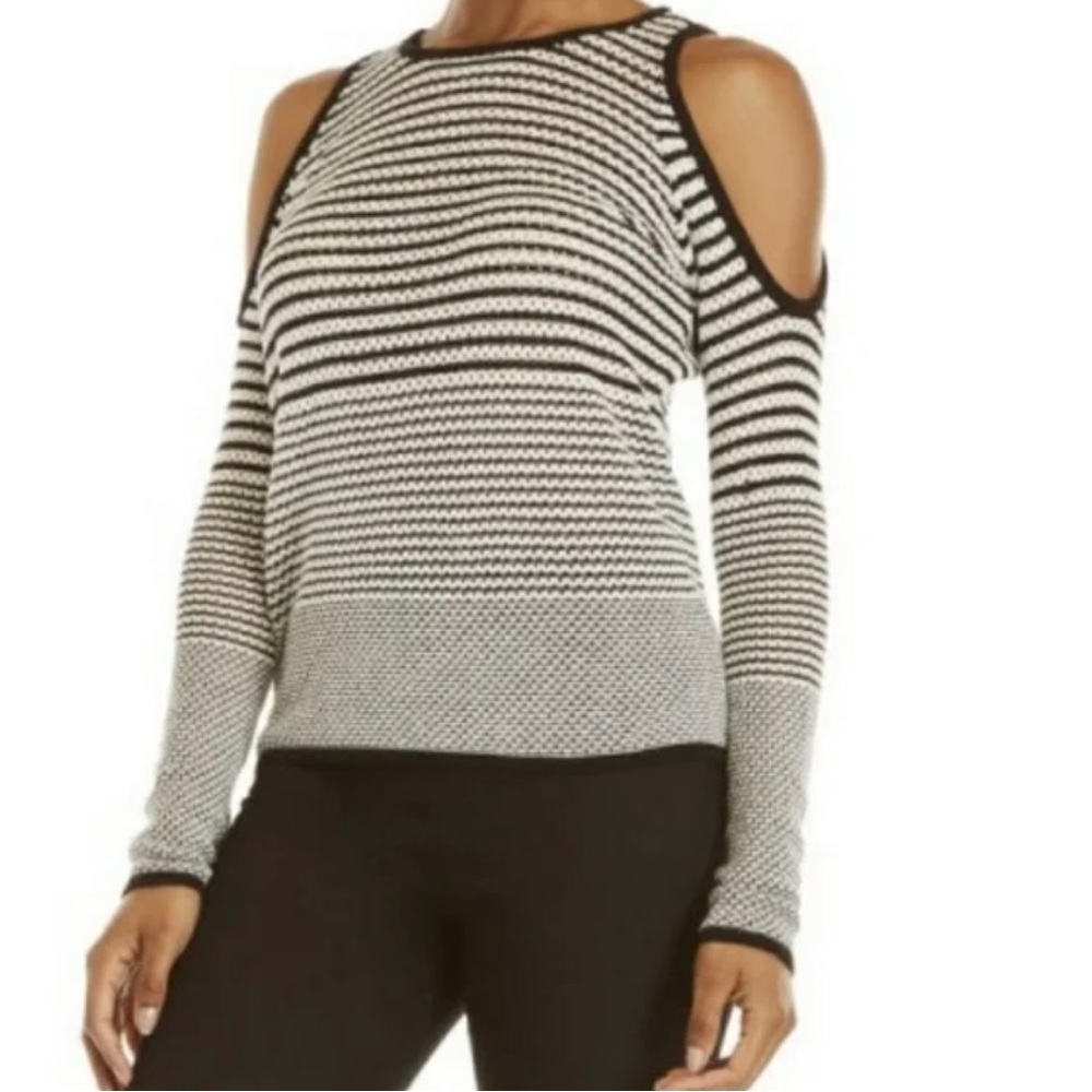 NWT Romeo + Juliet Couture Cold Shoulder Striped Sweater